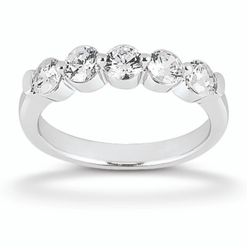 18K White gold 1.00 ct 5 Round Diamond Anniversary  Ring