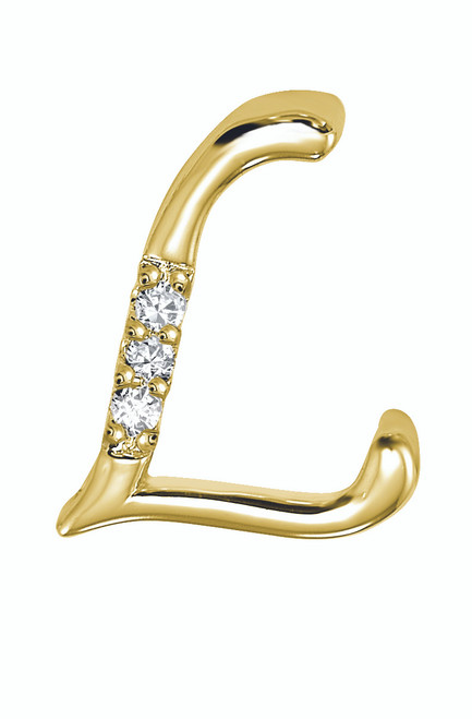 14k Yellow Gold 3/8 Inch 0.06ct Diamond Initial L Pendant