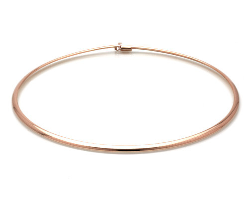 14k Rose Gold 4mm Domed  Omega Necklace 20 Inches