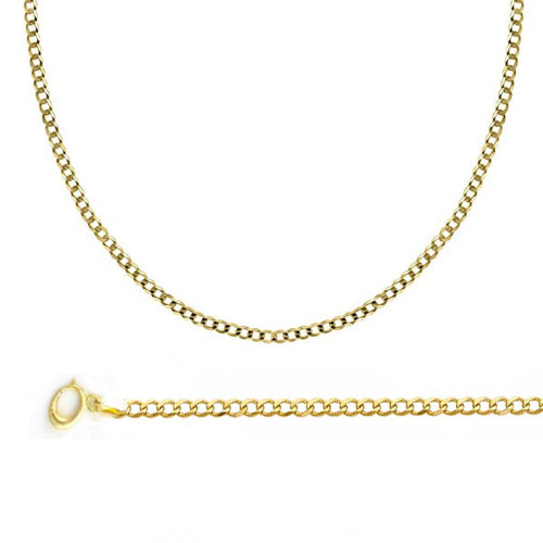 10k Gold 2mm Flat Curb Chain 16 Inches 
