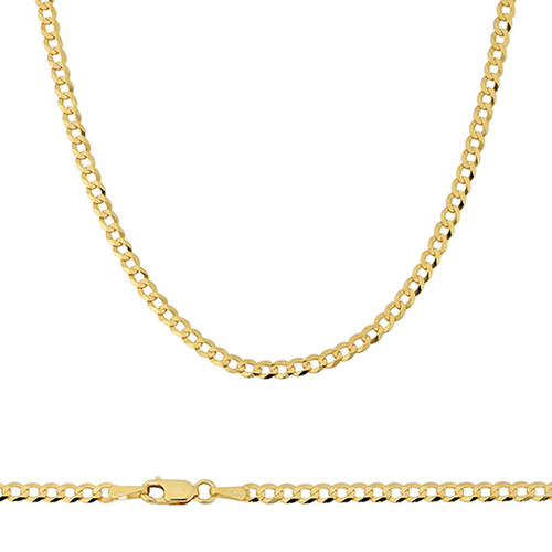 10k Gold 2.6mm Flat Curb Chain 18 Inches