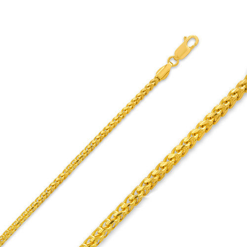 14k Gold 2.5mm Diamond Cut Franco Chain 22 Inches