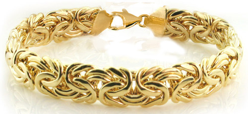 14k Gold 13mm (9/16 inch) Byzantine Bracelet 7 Inches