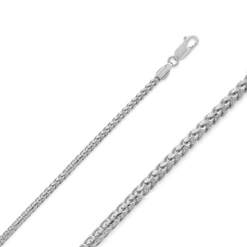 14k White Gold 2.3mm Diamond Cut Franco Chain 22 Inches