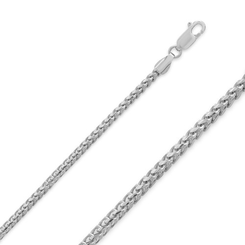 14k White Gold 4.00mm Diamond Cut Franco Chain 24 Inches