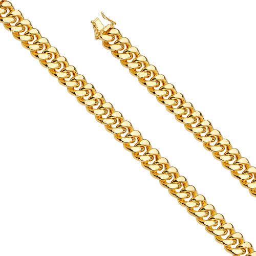 10K Yellow Gold 11mm Wide Hollow Miami Cuban Chain 22 Inches