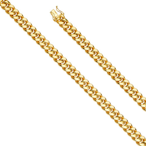 10K Yellow Gold 9mm Wide Hollow Miami Cuban Chain 24 Inches