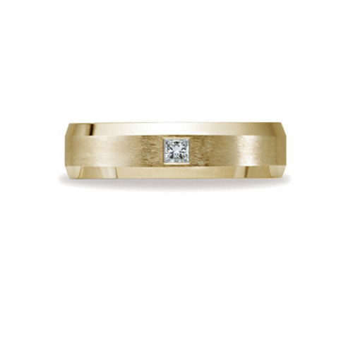 14k Yellow Gold 6mm Beveled Bezel Diamond Wedding Band Ring(.10ct)