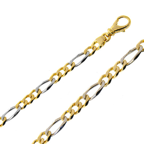 14k Two Tone Hand Made Gold Chain 5.6mm Wide 42 Inches