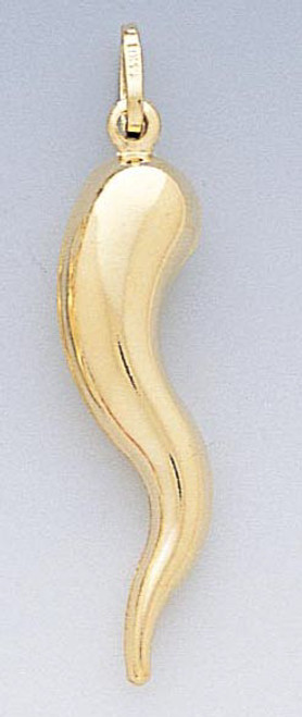 18k Gold Solid Italian Horn Pendant 31.0 mm