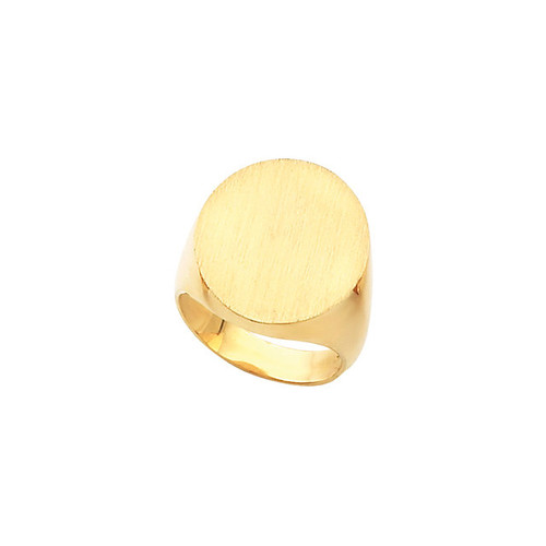 18k Gold Men's Oval Signet Ring 22mmx20mm Solid Back