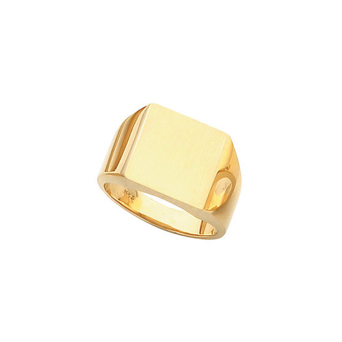 18k Gold Men's Square Signet Ring 14mmx14mm  Solid Back