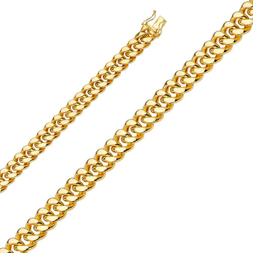 14K Yellow Gold 9.4mm Hollow Miami Cubans Bracelet 9 Inches
