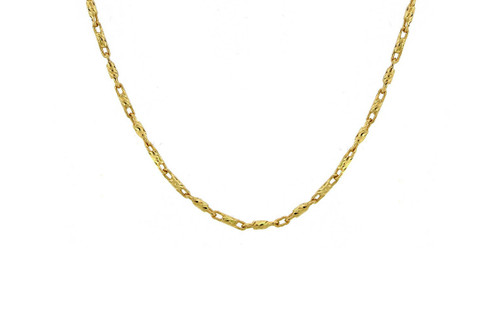 14k Gold Diamond Cut Bar Chain Necklace .9mm 30 Inches