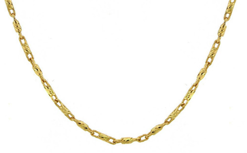 14K Gold Diamond Cut Bar Chain Necklace 1.8mm 24 Inches