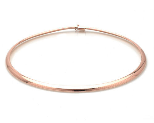14k Rose Gold 6mm Domed  Omega Necklace 18 Inches