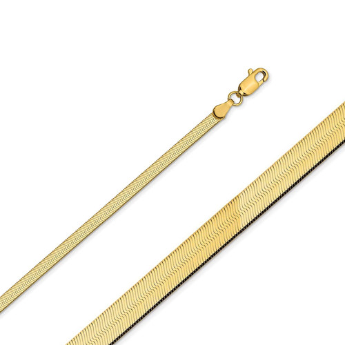 14k Yellow Gold 4mm Herringbone Bracelet 7 Inches