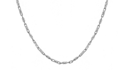 14K White Gold Diamond Cut Bar Chain Necklace 1.00mm 16 Inches