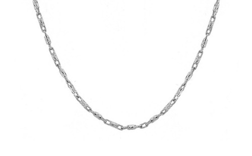 14K White Gold Diamond Cut Bar Chain Necklace 1.00mm 20 Inches