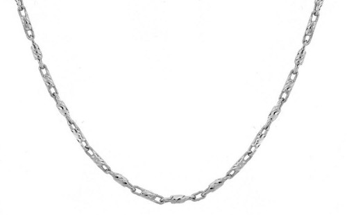 14K White Gold Diamond Cut Bar Chain Necklace 1.5mm 20 Inches