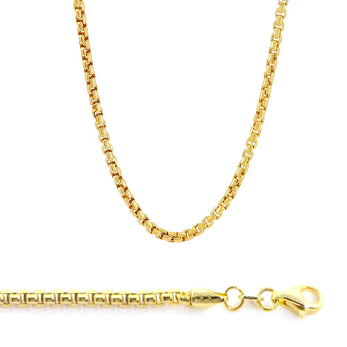 14K Gold Rounded Box Link Chain Bracelet