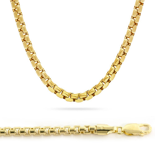 14k Yellow Gold 5mm Round Box Chain Necklace 24 Inches | Sarraf.com