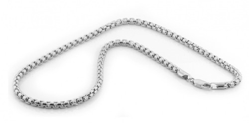 14k White Gold 5mm Round Box Chain Necklace 20 Inches