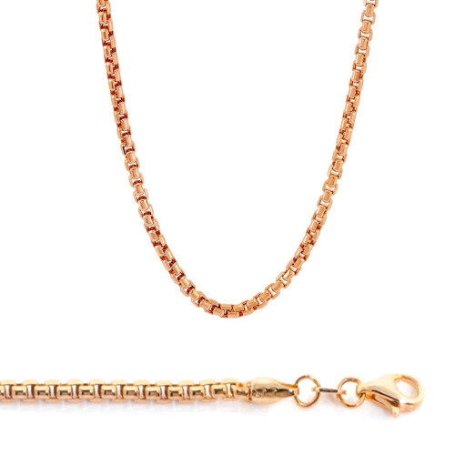 14k Rose Gold 2mm Round Box Chain Necklace 16 Inches