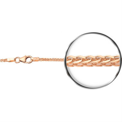 14k Rose Gold 1.7mm Spiga (wheat) Chain 22 In"