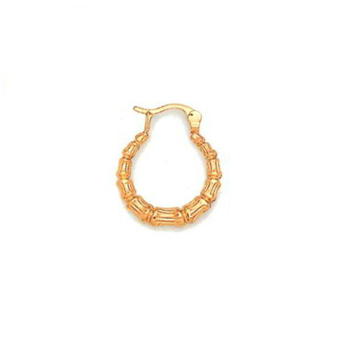 14k Gold Baby Hollow Bamboo Hoop Earrings 1/2"