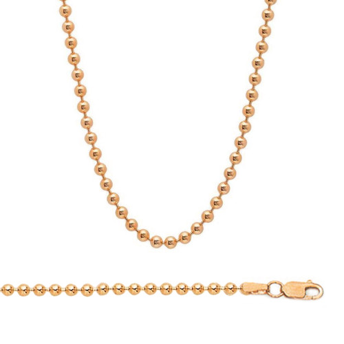 14K Rose Gold Bead Link Chain, 4mm Wide 16 Inches