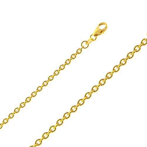 18k Yellow Gold rolo (cable ) Link Chain 2.4mm 18 Inches