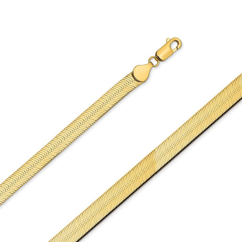 10k  Yellow Gold 7mm Herringbone Chain Bracelet 8 Inches