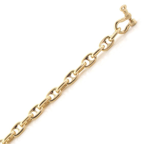 18k Yellow Gold 4mm Solid Puffed Anchor Chain Necklace 24 Inches