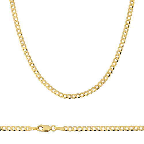 14K Yellow Gold 2.6mm Open Curb Link Chain 16 Inches