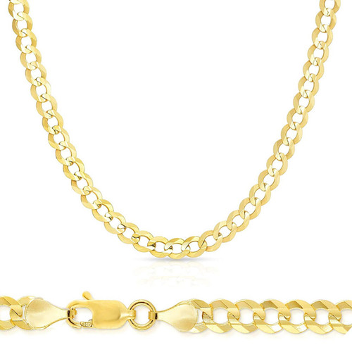 14K Yellow Gold 6mm Open Curb Link Chain 20 Inches