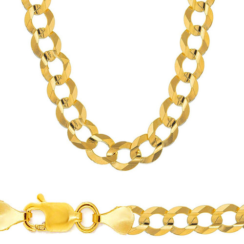 14K Yellow Gold 12mm Open Curb Link Chain 30 Inches