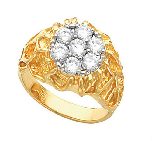 14k Yellow Gold Mens Nugget Diamond Ring 1.75 Ct.