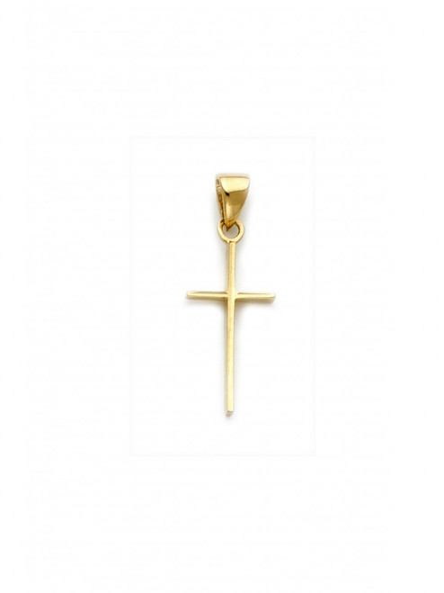 14k Gold Square Tube Cross Pendant 18mm High by 8mm Wide