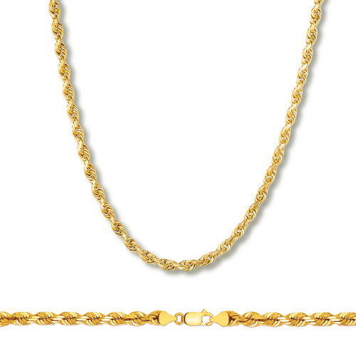 10K Gold 4 Mm Diamond Cut Rope Bracelet 7 Inches