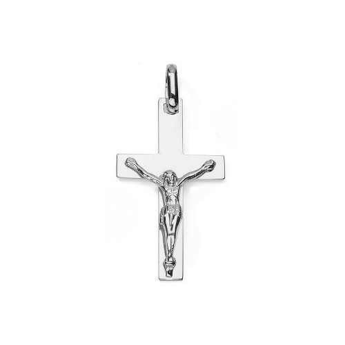 14k White Gold Polished 44mm Cross Pendant