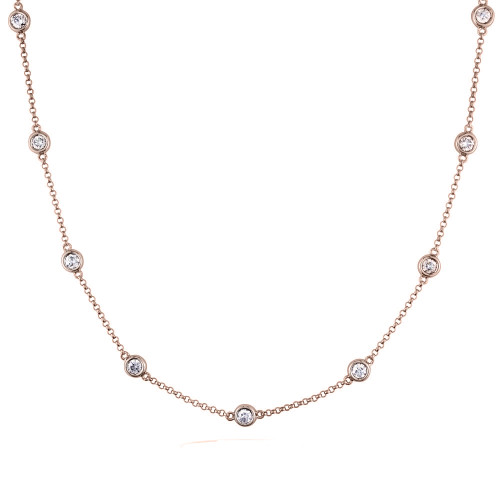 14k Rose Gold Diamonds by The Yard Bezel-Set Necklaces 1 ctw