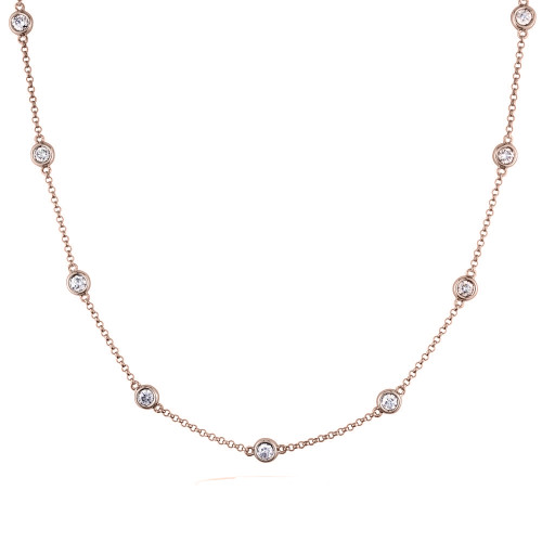 14k Rose Gold Diamonds by The Yard Bezel-Set Necklaces 1.50 ctw