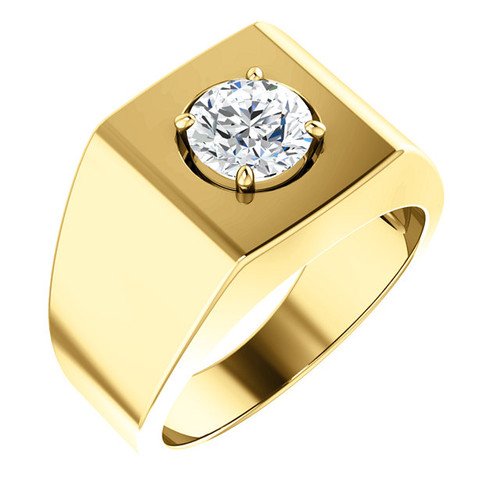 14k Yellow gold Mens Solitaire Diamond Ring 1.19 ct.