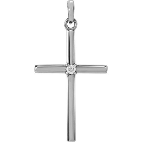 31mm x 19mm Carat in Karats Sterling Silver Polished Cross Pendant