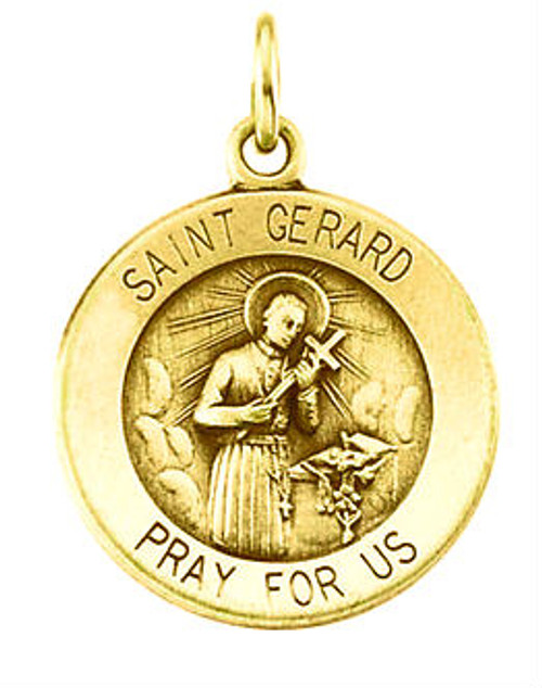 14k Gold 25.0mm Round Saint Gerard Medal