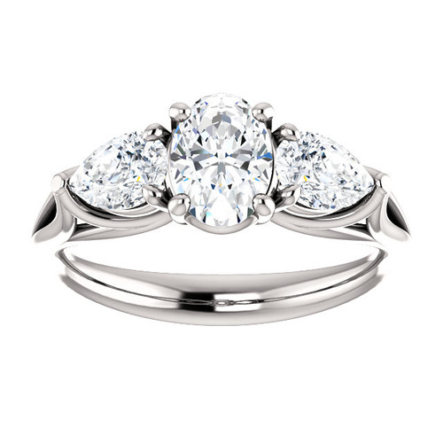 Platinum 1.90 Ctw Diamond  Oval Shape 3-Stone Engagement Ring