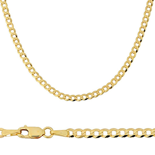 10k Gold 4mm Flat Curb Chain 26 Inches
