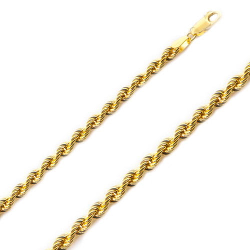 14K Yellow Gold 5mm Hollow Rope Chain 20 Inches