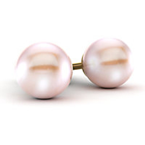 14k Gold 5-6mm Pink Cultured Pearl Stud Earrings